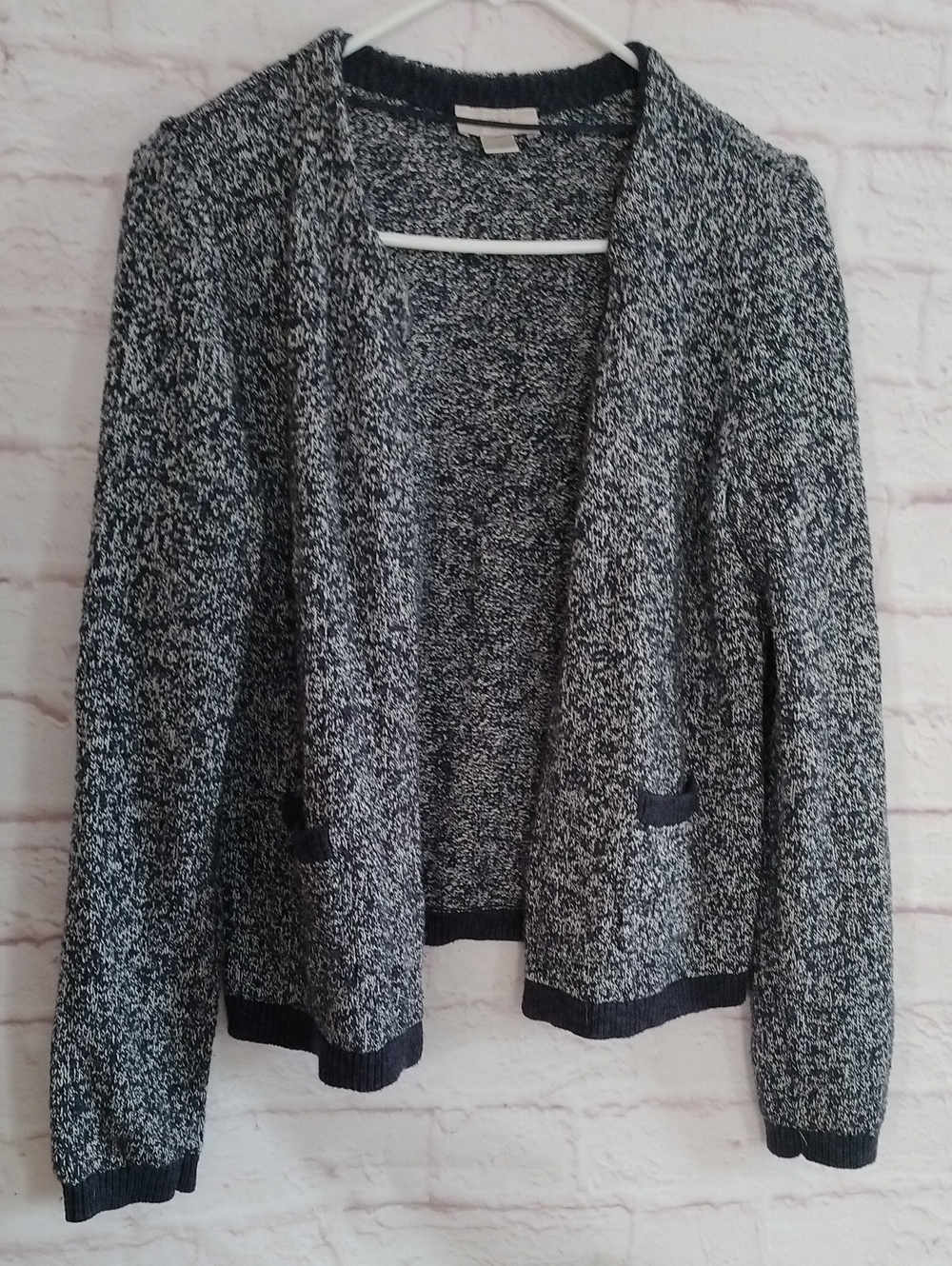Cozy Black and White Open-Front Women’s Sweater Cardigan